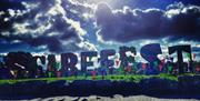 Scarefest spelt out in huge letters on the lawn at Alton Towers