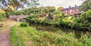 Cottages by the Caldon Canal in the village of Cheddleton