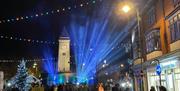 Leek Town Centre with street lights and Christmas Tree