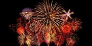 Spectacular fireworks light up the night sky