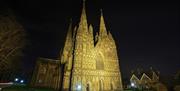 Lichfield Cathedral at night