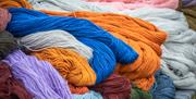 Colourful hanks of wool
