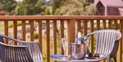 Chilled champagne served al-fresco on your own balcony at The Tawny, Staffordshire